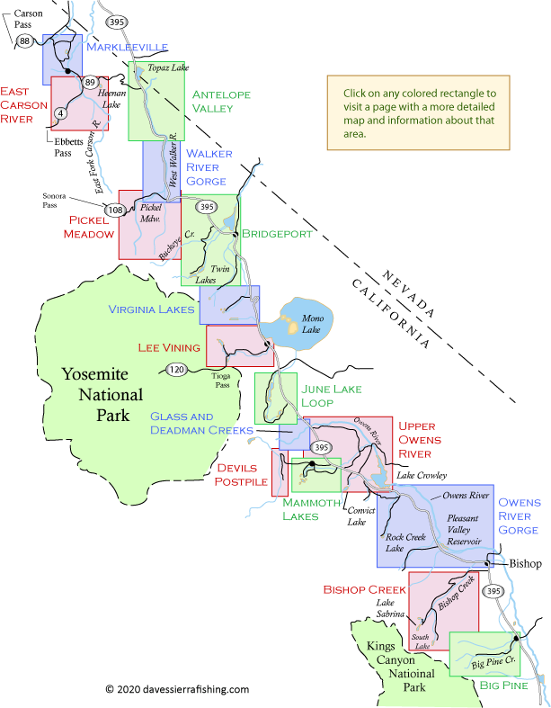 Map of the Eastern Sierra, CA