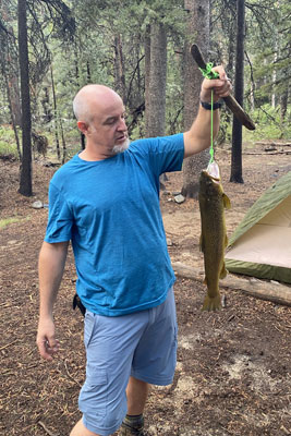 Photo of Patrick Kinkade and trout caught in S. Fork San Joaquin River, Fresno County, CA